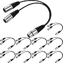 Kigeli XLR Y Splitter Cable 1 Female to 2 Male Patch Cable Balanced Microphone Cord Audio Adaptor for Speaker Stereo Mic to L and R Audio Track, 1 Foot(10 Pcs)