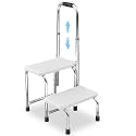 Kigley 2 Step Stool with Adjustable Handle, Non-Skid 300 Lbs Bed Stairs