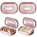 Kigley 4 Pcs Travel Swab Container with Lid,Pink, 3.9 X 2.76 Inch