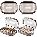 Kigley 4 Pcs Travel Swab Container with Lid,Gray, 3.9 X 2.76 Inch