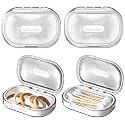 Kigley 4 Pcs Travel Swab Container with Lid,White, 3.9 X 2.76 Inch