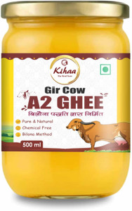 kihaa desi cow ghee hand made by traditional method - rich in taste  aroma ghee glass bottle 500 ml