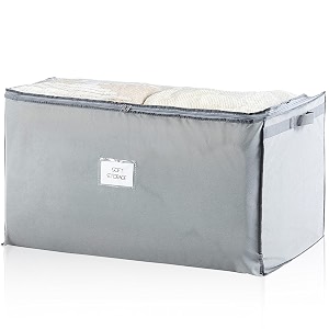 kika homs jumbo 130 l extra large storage bags breathable blanket storage bags  clothes storage bag for comforter and quilts organisation bedding with clear viewing top set of 1 grey xxl size