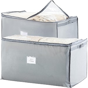 kika homs jumbo 130 l extra large storage bag breathable blanket storage bags  clothes storage bag for comforter and quilts organisation bedding with clear viewing set of 2 grey xxl size