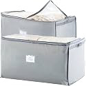 KIKA HOMS Jumbo 130 L Extra Large Storage Bag, Breathable Blanket Storage Bags | Clothes Storage Bag for Comforter, and Quilts, Organisation Bedding with Clear Viewing, Set of 2, Grey (XXL Size)