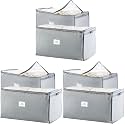 KIKA HOMS Jumbo 130 L Extra Large Storage Bag, Breathable Blanket storage bags | Clothes Storage Bag for Comforter, and Quilts, Organisation Bedding with Clear Viewing Top, Set of 6, Grey (XXL size)