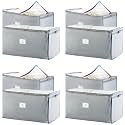 KIKA Non Woven Fabric HOMS Jumbo 130 L Storage Bag, Breathable Blanket storage bags|Clothes Storage Bag for Comforter, and Quilts, Set of 8, Grey 17.5x29x15.8 (XXL size)