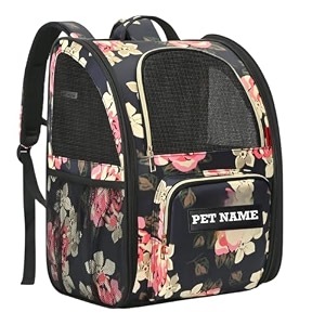 kika pets comfortpod dog cat bag backpack carrier  dog backpack carrier bag french peony with name personalisation
