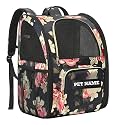 KIKA Pets ComfortPod Dog Cat Bag Backpack Carrier | Dog Backpack Carrier Bag (French Peony) with Name Personalisation