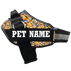 kika pets personalized dog harness  dog harness with name  customized dog vest harness extra large size for above 36 kg dogs minion harness multicolor