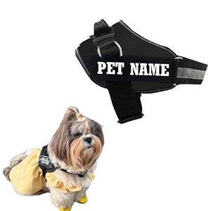 kika pets personalized dog harness for shih tzu dog  dog harness with name  customized dog vest harness small size for 5-12 kg dogs midnight black