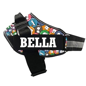 kika pets personalized dog harness with name amp phone number  no pull padded vest for shih tzu amp small dogs 5-12 kg  groovy emoji