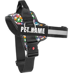 kika pets personalized dog harnessdog harness with namecustomized dog vest harness extra small size for below 5 kgs dogs groovy emoji harnessblack