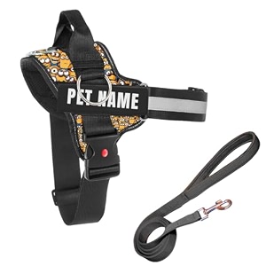 kika pets personalized dog harness  dog harness with name  customized dog vest harness extra large size for above 36 kg dogs minion with padded leash