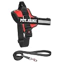 KIKA Pets Personalized Dog Harness | Dog Harness with Name | Customized Dog Vest Harness, Medium Size (for 13-20 kgs) Cherry Red with Padded Leash
