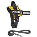 KIKA Pets Personalized Dog Harness | Dog Harness with Name | Customized Dog Vest Harness, Small Size (for 5-12 kg Dogs) Yellow with Padded Leash