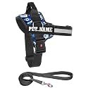 KIKA Pets Personalized Dog Harness | Dog Belt with Name | Customized Dog Vest Harness, Small Size (for 5-12 kg Dogs) Evil Eye Dog Harness with Padded Leash