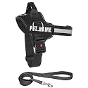 KIKA Pets Personalized Dog Harness | Dog Harness with Name | Customized Dog Vest Harness, Medium Size (for 13-20 kgs) Midnight Black with Padded Leash