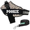 KIKA Pets No Pull Dog Harness with Name | Custom Dog Harness for Large Dogs Labrador Golden Retriever, Large Size (for 21-35 kgs) Leopard Print with Leash Padded