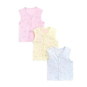 kike baby boys amp girls printed 100 pure cotton front open sleeveless jhabla vest t-shirt multicolour pack of 3