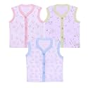 KIKE Baby Boys &amp; Girls Printed 100% Pure Cotton Front Open Sleeveless Jhabla Vest T-Shirt Multicolour (Pack of 3)