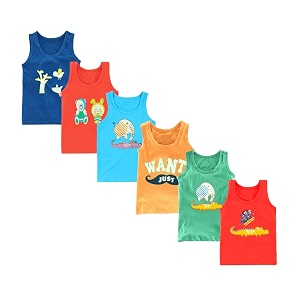 kike new born baby pure cotton printed regular fit sando innerwear baniyan kids vest infants sleeveless undershirts for cute boys girls 0-24 months pack of 6