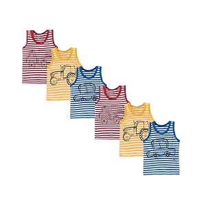 kike new born baby pure cotton printed regular fit sando innerwear baniyan kids vest infants sleeveless undershirts for cute boys girls 0-24 months pack of 6