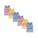 KIKE New Born Baby Pure Cotton Printed Regular Fit Sando Innerwear Baniyan Kids Vest Infants Sleeveless Undershirts for Cute Boys Girls 0-24 Months Pack of 6