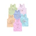 KIKE New Born Baby Pure Cotton Printed Regular Fit Sando Innerwear Baniyan Kids Vest Infants Sleeveless Undershirts for Cute Boys Girls 0-24 Months Pack of 6