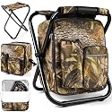 Kikerike Backpack Stool Cooler Chair Heavy Duty 200 LBS Max Load Portable Lightweight Stool Backpack Folding Fishing Cooler Seat for Camping Hunting Fishing - Woodland