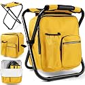 Kikerike Backpack Stool Cooler Chair Heavy Duty 200 LBS Max Load Portable Lightweight Stool Backpack Folding Fishing Cooler Seat for Camping Hunting Fishing - Yellow