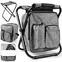 Kikerike Backpack Stool Cooler Chair Heavy Duty 200 LBS Max Load Portable Lightweight Stool Backpack Folding Fishing Cooler Seat for Camping Hunting Fishing - Gray