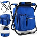 Kikerike Backpack Stool Cooler Chair Heavy Duty 200 LBS Max Load Portable Lightweight Stool Backpack Folding Fishing Cooler Seat for Camping Hunting Fishing - Dark Blue