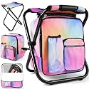 Kikerike Backpack Stool Cooler Chair Heavy Duty 200 LBS Max Load Portable Lightweight Stool Backpack Folding Fishing Cooler Seat for Camping Hunting Fishing - Multicolor