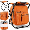 Kikerike Backpack Stool Cooler Chair Heavy Duty 200 LBS Max Load Portable Lightweight Stool Backpack Folding Fishing Cooler Seat for Camping Hunting Fishing - Orange