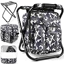 Kikerike Backpack Stool Cooler Chair Heavy Duty 200 LBS Max Load Portable Lightweight Stool Backpack Folding Fishing Cooler Seat for Camping Hunting Fishing - Arctic Camo