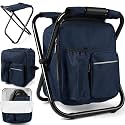 Kikerike Backpack Stool Cooler Chair Heavy Duty 200 LBS Max Load Portable Lightweight Stool Backpack Folding Fishing Cooler Seat for Camping Hunting Fishing - Navy Blue