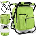 Kikerike Backpack Stool Cooler Chair Heavy Duty 200 LBS Max Load Portable Lightweight Stool Backpack Folding Fishing Cooler Seat for Camping Hunting Fishing - Grass Green
