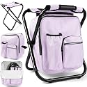 Kikerike Backpack Stool Cooler Chair Heavy Duty 200 LBS Max Load Portable Lightweight Stool Backpack Folding Fishing Cooler Seat for Camping Hunting Fishing - Pale Amethyst