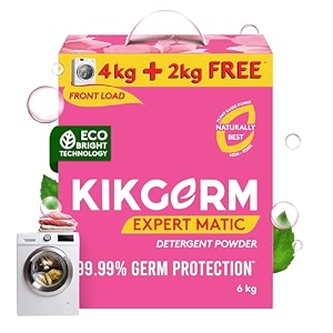 kikgerm front load detergent powder 6 kg 4 kg  2 kg for tough stain removal white and coloured clothes plant based no harmful chemicals