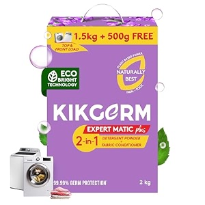 kikgerm 2-in-1 advanced top amp front load detergent powder  fabric conditioner 2kg  tough stain removal  soft clothes  no harmful chemicals  washing machines surf  rs 90 discount