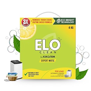 elo clean by kikgerm plant based top load laundry detergent powder 4 kg 3 kg  1 kg - natural eco-friendly non-toxic chemical-free biodegradable - skin safe pet safe - tough stain remover