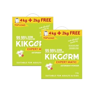 kikgerm plant based top load laundry detergent powder - natural eco-friendly non-toxic chemical-free biodegradable - skin safe pet safe - tough stain remover 