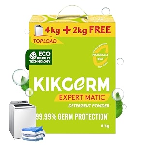 kikgerm plant based top load laundry detergent powder 6 kg 4 kg  2 kg - natural eco-friendly non-toxic chemical-free biodegradable - skin safe pet safe - tough stain remover