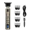 Kiki New Gain Ng-308 Pro Li Outliner Cordless T Blade Hair Clipper 0.1 Gapped Outlining For Barbers 0.1Mm Balding Shape Up Digital Display 6500 Rpm Powerful Rotary Motor Runtime 120 Min-Unisex-Youth