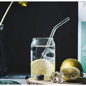 kikiluxxa coffee can glass sipper tumbler with lid straw - 510ml-pack of 1- green tea fruit juice milk glass cup mug with lid and straw swizpin 1