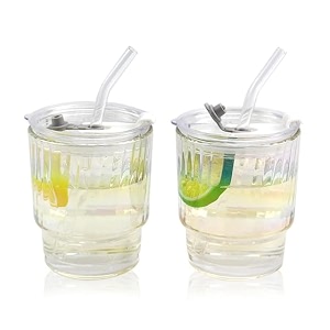 kikiluxxa random clour ice juice drinks glass can mug with straw for milkcoffeegreen tea cup set of 4- transparent can shape sipper tumbler cup with lid swiz rainbow 4