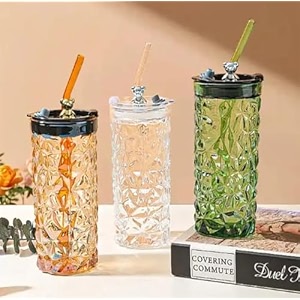 kikiluxxa random clour ice juice drinks glass can mug with straw for milkcoffeegreen tea cup set of 4- transparent can shape sipper tumbler cup with lid kickstrar t 4