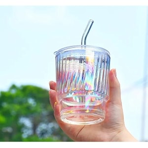 random clour ice juice drinks glass can mug with straw for milkcoffeegreen tea cup set of 3- transparent can shape sipper tumbler cup with lid swiz rainbow 3