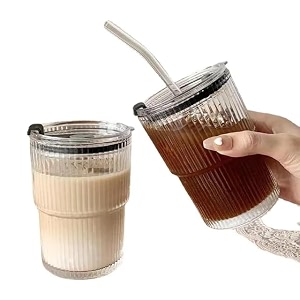 kikiluxxa random clour ice juice drinks glass can mug with straw for milkcoffeegreen tea cup set of 3- transparent can shape sipper tumbler cup with lid us lined t 3